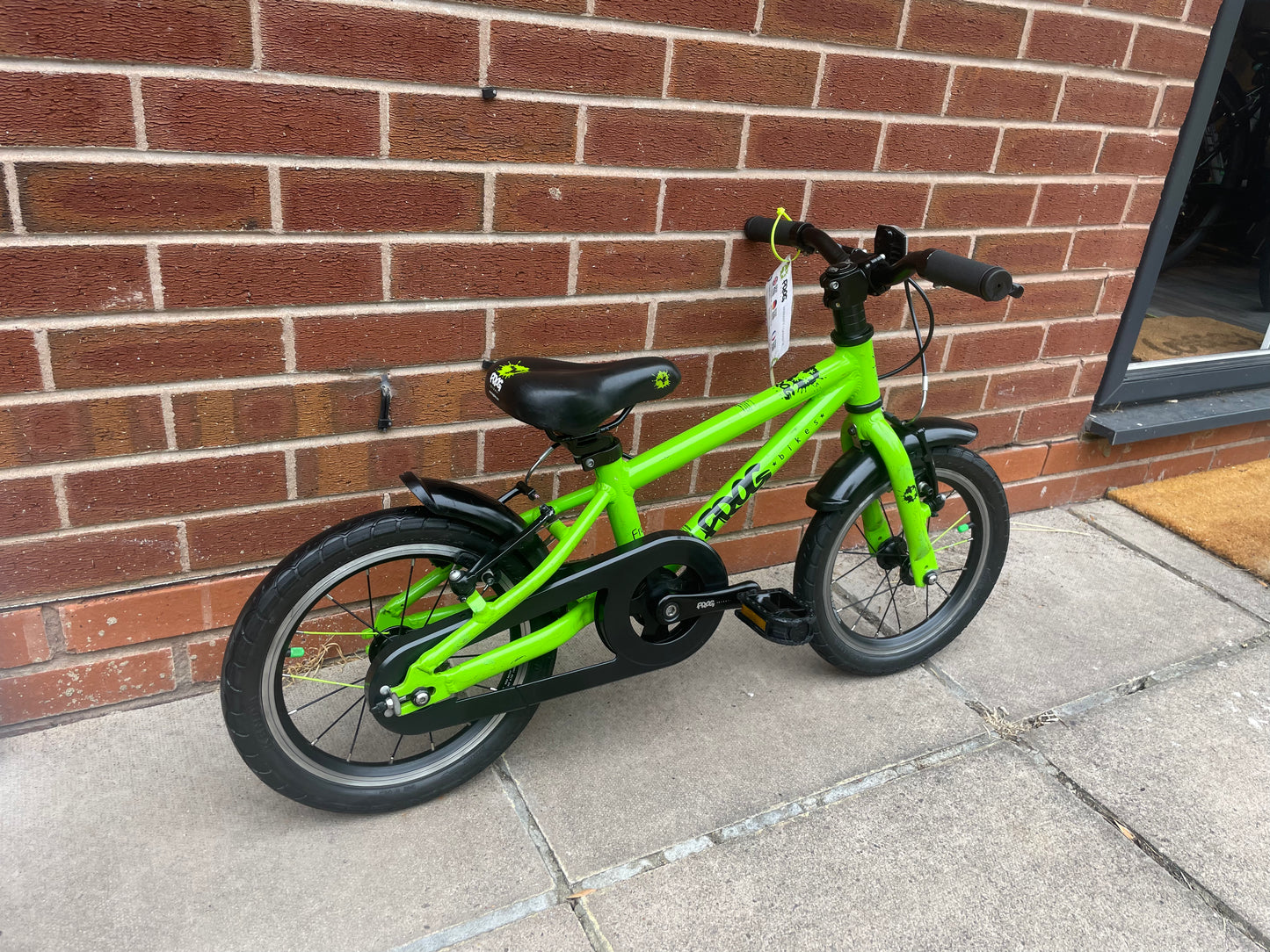 A Pre Loved Frog Bike For Sale, Green Frog 43 First Pedal Bike 40 38 14” wheels, padded seat, V brakes, fully serviced, nationwide delivery is available.