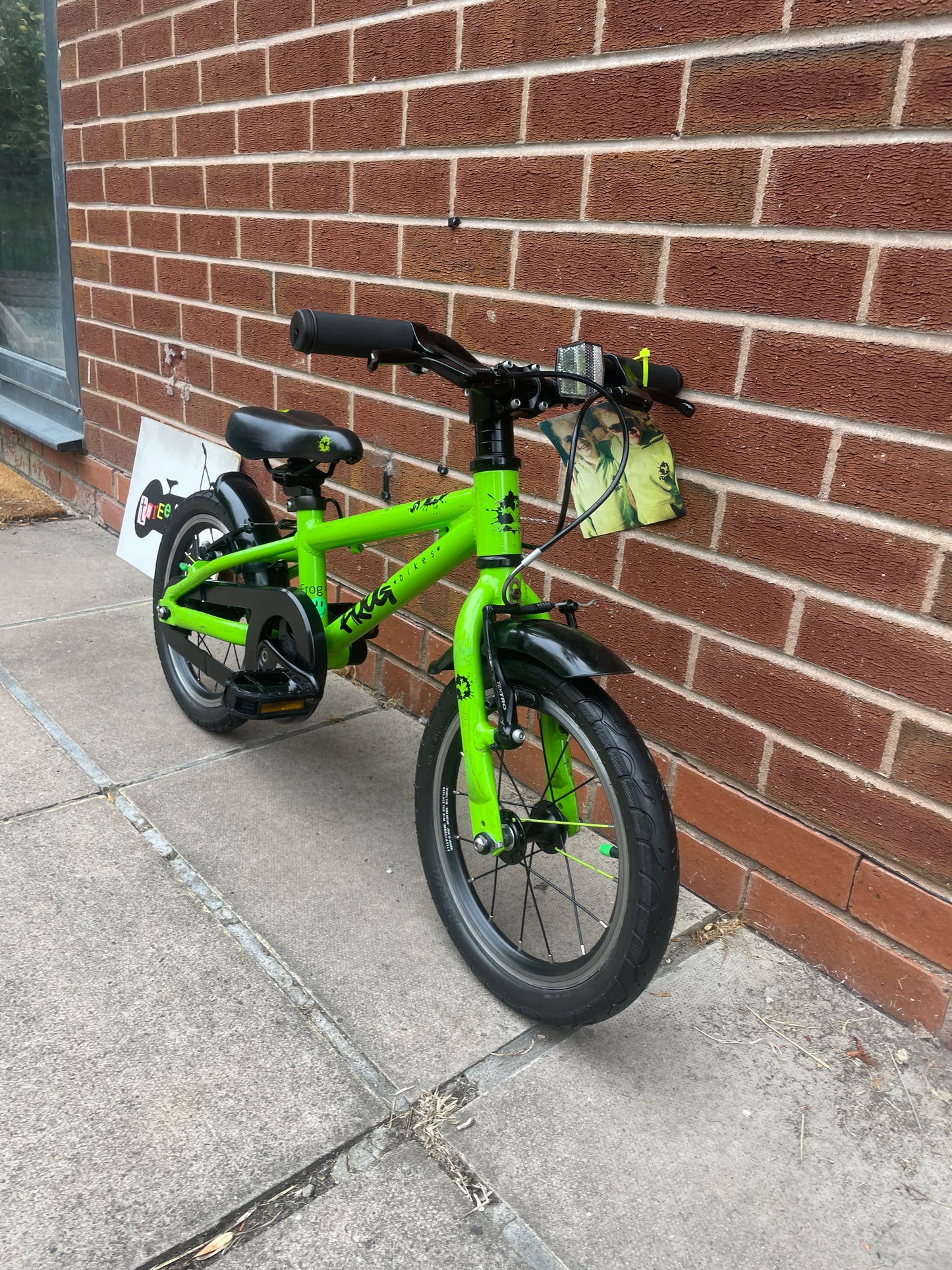 A Pre Loved Frog Bike For Sale, Green Frog 43 First Pedal Bike 40 38 14” wheels, padded seat, V brakes, fully serviced, nationwide delivery is available.