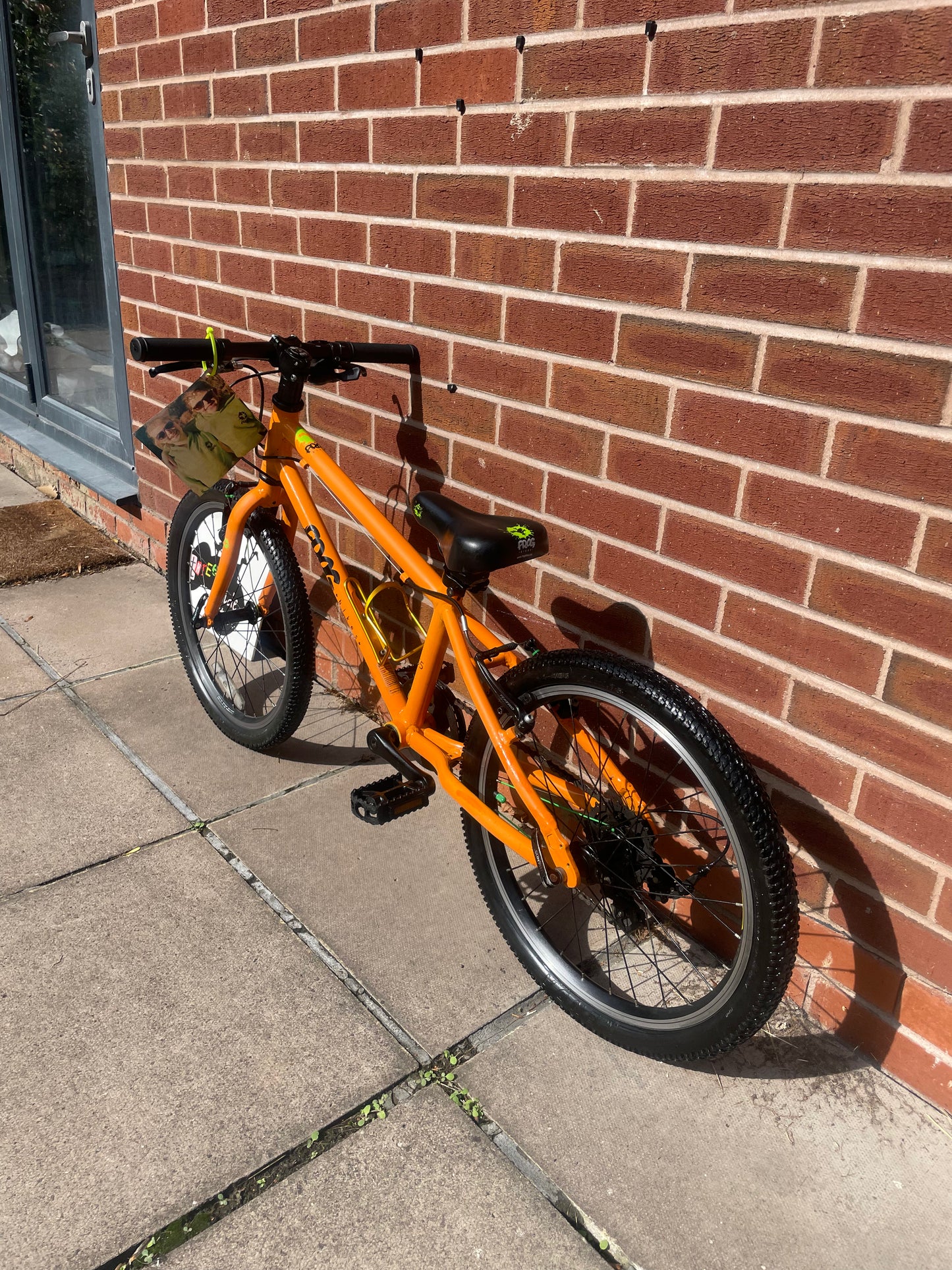 A Pre Loved Frog Bike For Sale, Orange Frog 55 lightweight children’s bicycle, 20” wheels, 8 speed, V brakes, nationwide delivery is available.