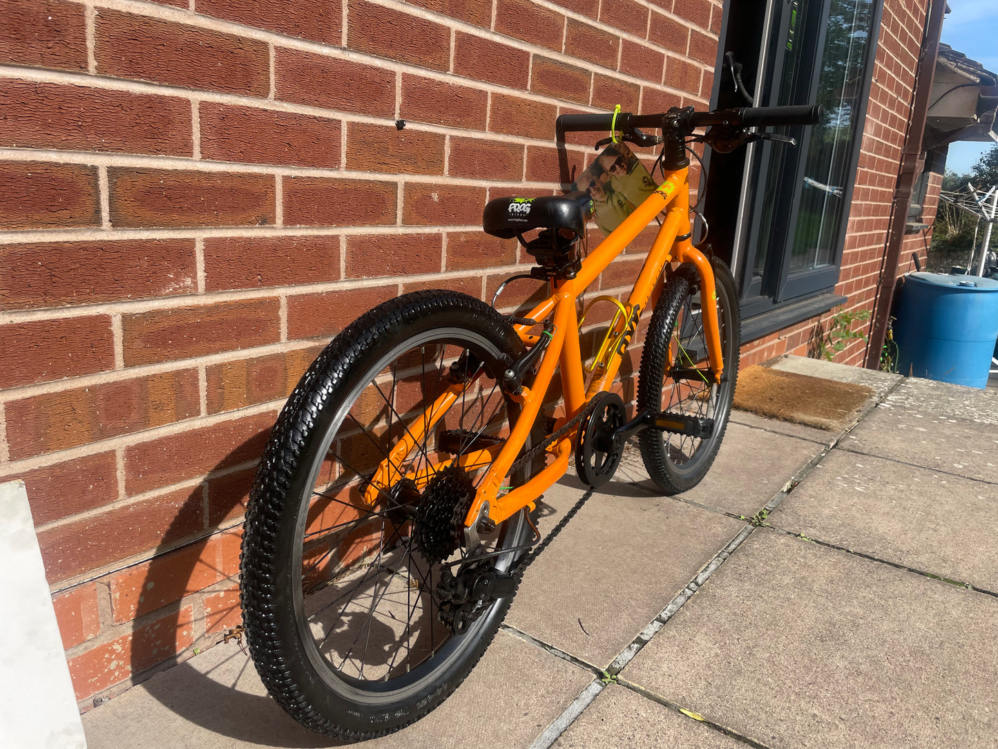 A Pre Loved Frog Bike For Sale, Orange Frog 55 lightweight children’s bicycle, 20” wheels, 8 speed, V brakes, nationwide delivery is available.