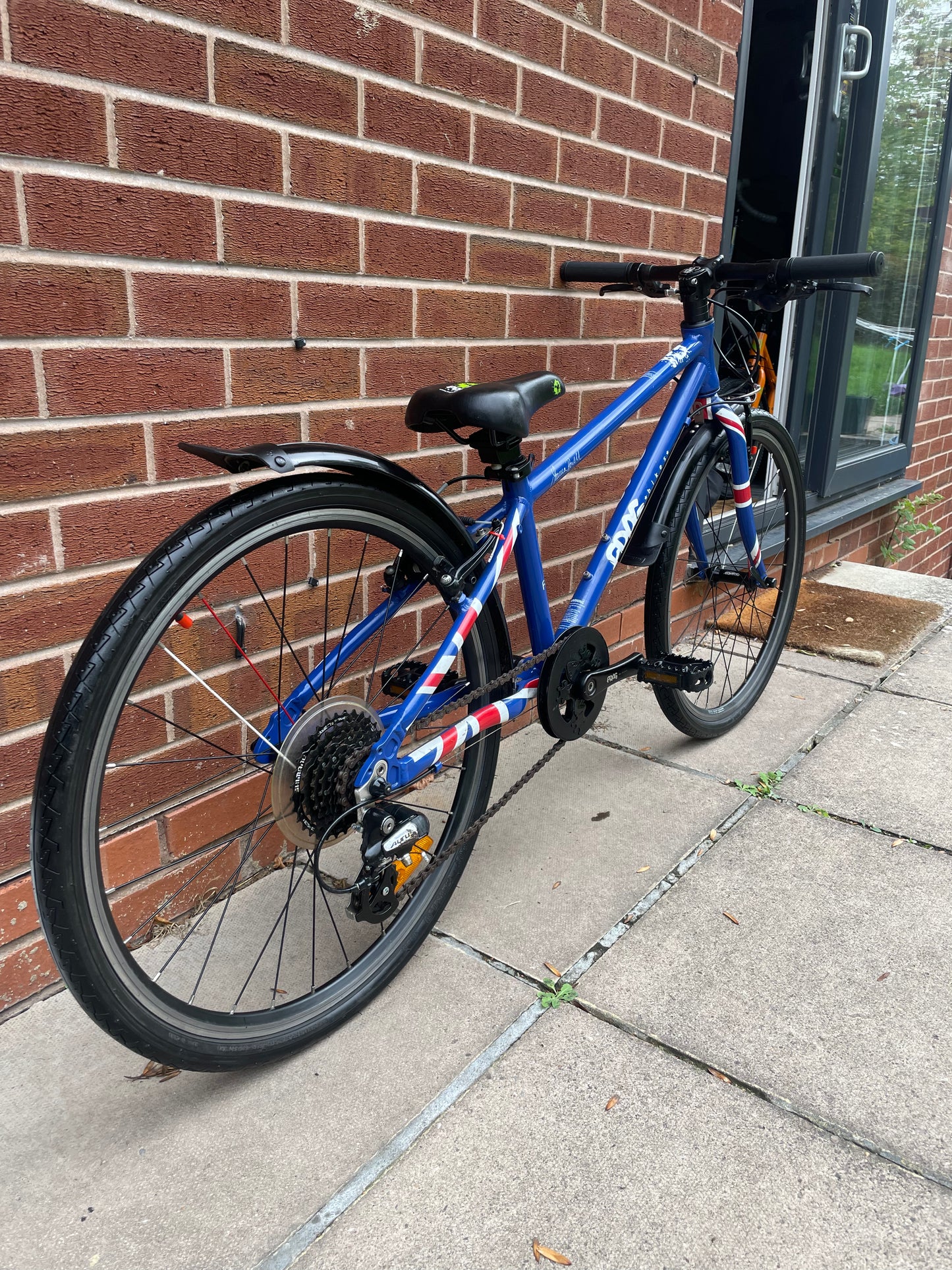 A Pre Loved Frog Bike For Sale, Blue Frog 62, 24” wheels, 8 speed, V brakes, mudguards, very lightweight, nationwide delivery is available.