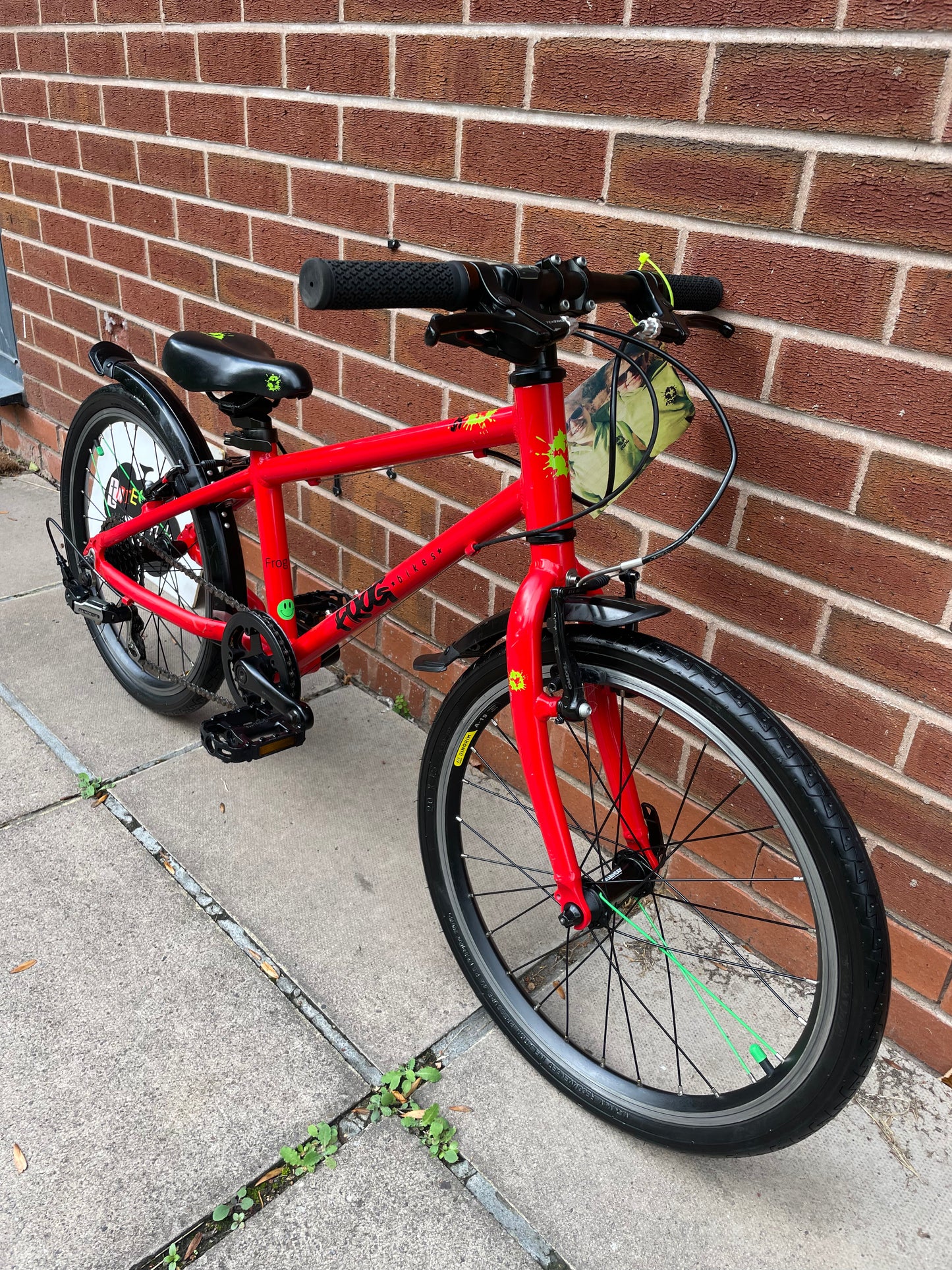 A Pre Loved Frog Bike For Sale, Red Frog 55, 20” wheels, 8 speed, V brakes, mudguards, very lightweight, nationwide delivery is available.
