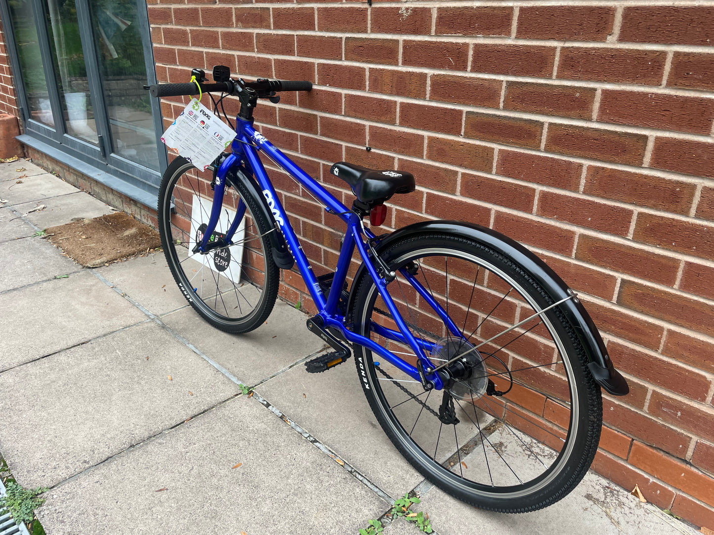A Pre Loved Frog Bike For Sale, Electric Blue Frog 69, 26” wheels, 8 speed, V brakes, mudguards, very lightweight, nationwide delivery is available.