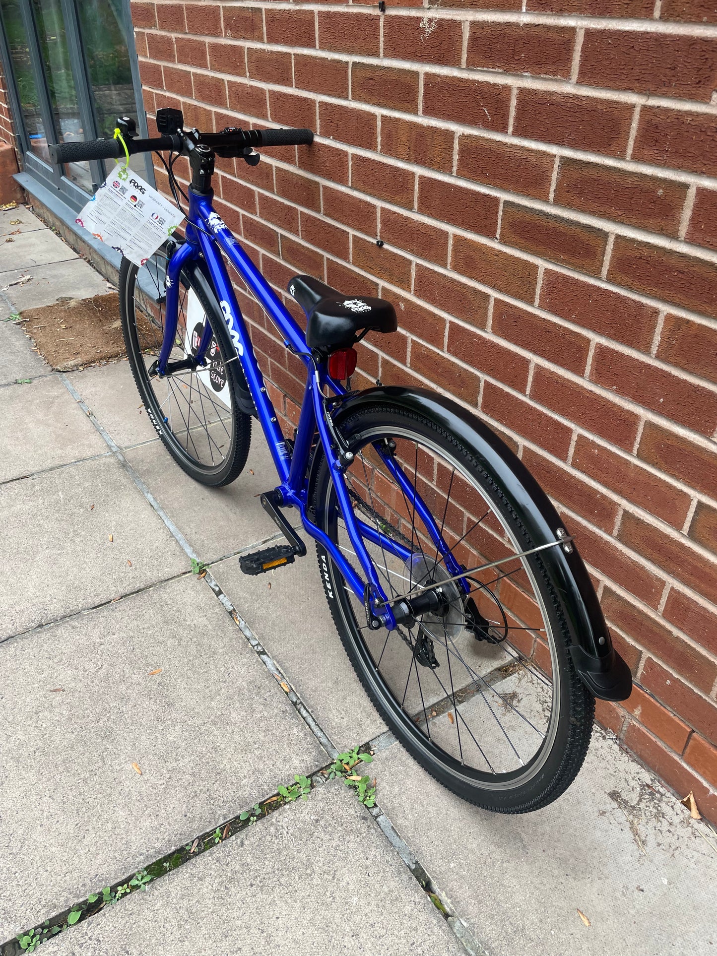 A Pre Loved Frog Bike For Sale, Electric Blue Frog 69, 26” wheels, 8 speed, V brakes, mudguards, very lightweight, nationwide delivery is available.