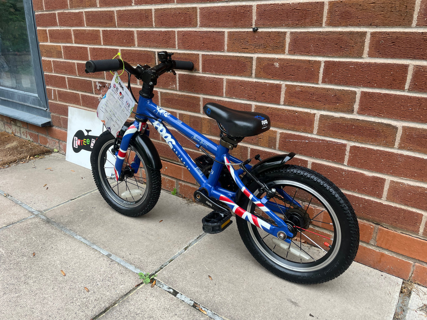 A Pre Loved Frog Bike For Sale Blue Frog 43, 14” wheels, V brakes, mudguards, very lightweight, nationwide delivery is available.