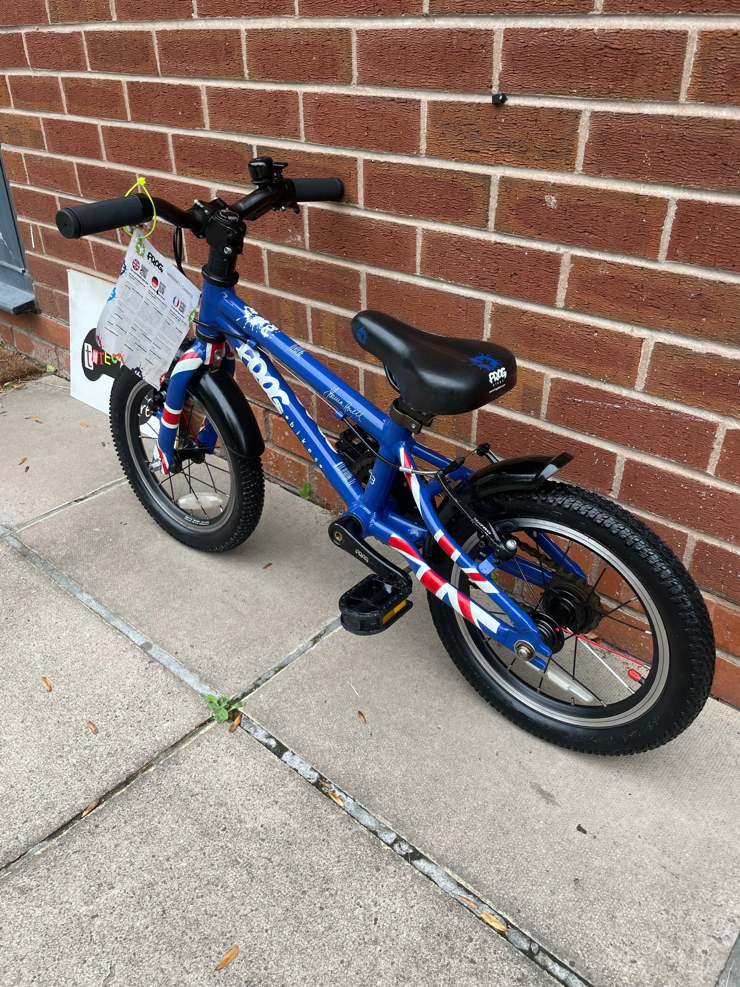 A Pre Loved Frog Bike For Sale Blue Frog 43, 14” wheels, V brakes, mudguards, very lightweight, nationwide delivery is available.