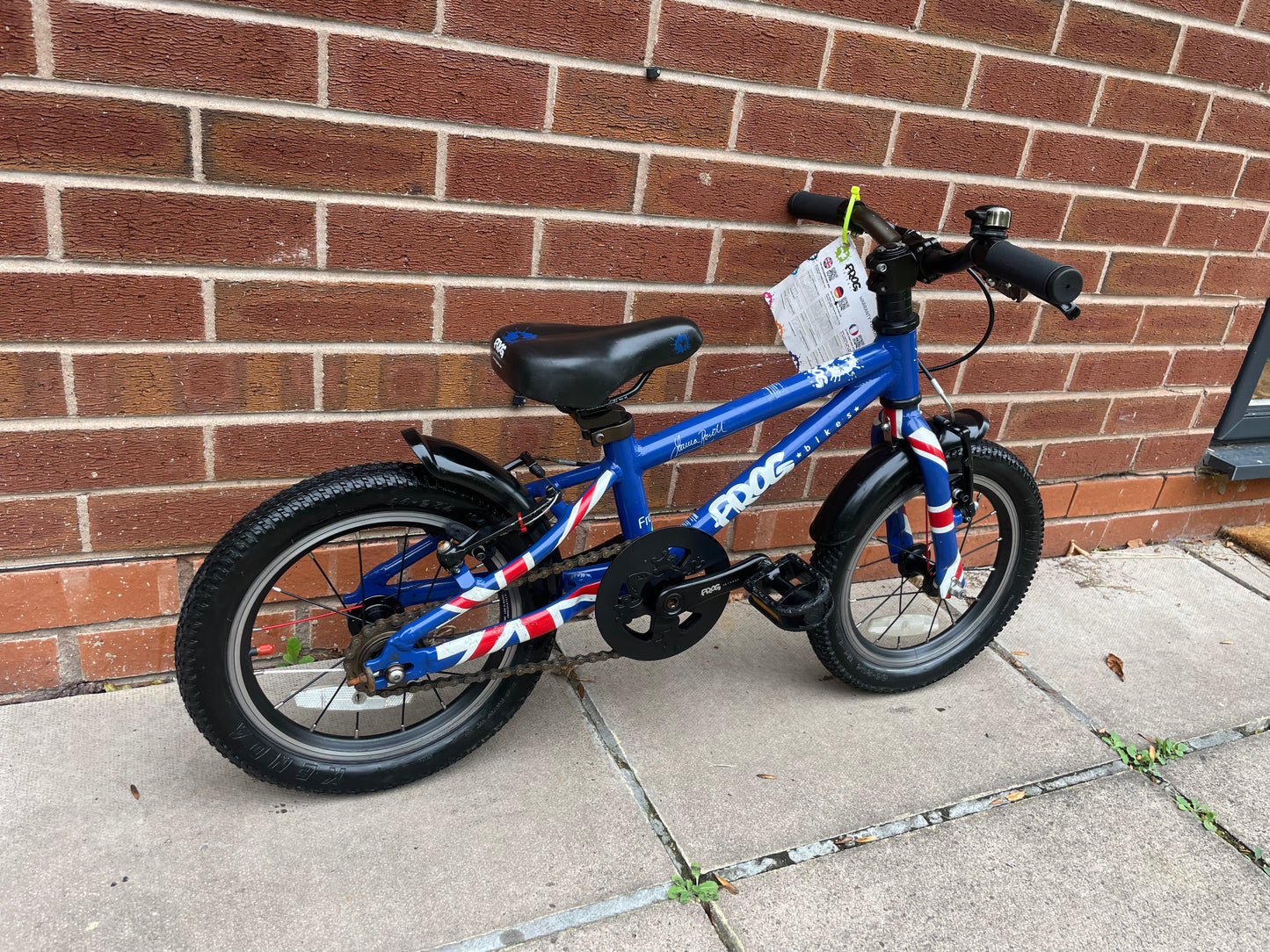 A Pre Loved Frog Bike For Sale Blue Frog 43, 14” wheels, V brakes, mudguards, very lightweight, nationwide delivery is available.