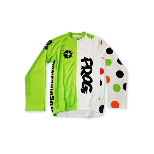 Frog Bikes Long Sleeve Cycle Jersey Green Ages 13-14 11-12 9–10 7-8 4-6 2-3 Lightweight Thermal Kids Cycling Top.