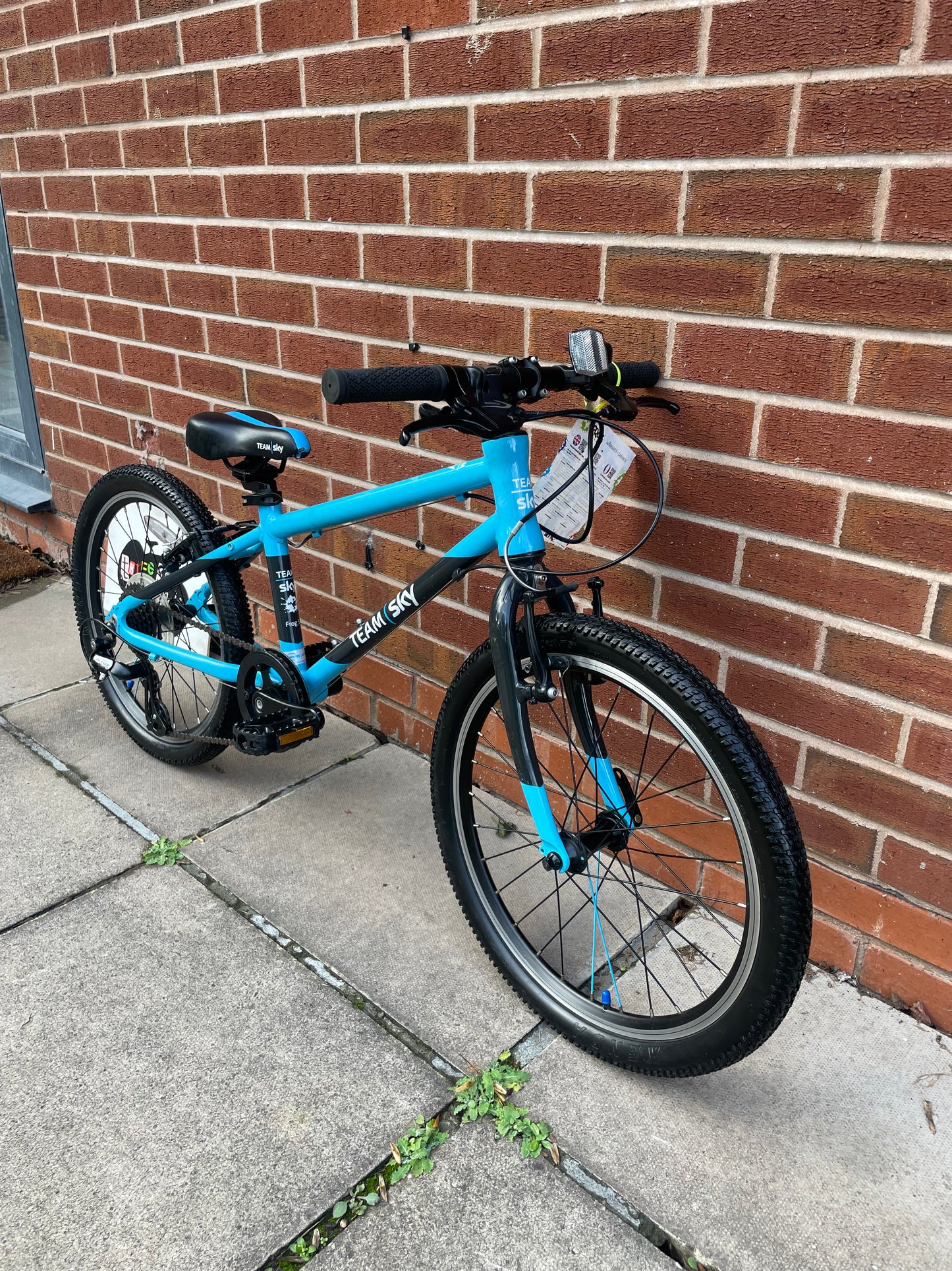 A Pre Loved Frog Bike For Sale, Team Sky Frog 55, Blue Frog 55, 20” wheels, 8 speed, V brakes, very lightweight, nationwide delivery is available.