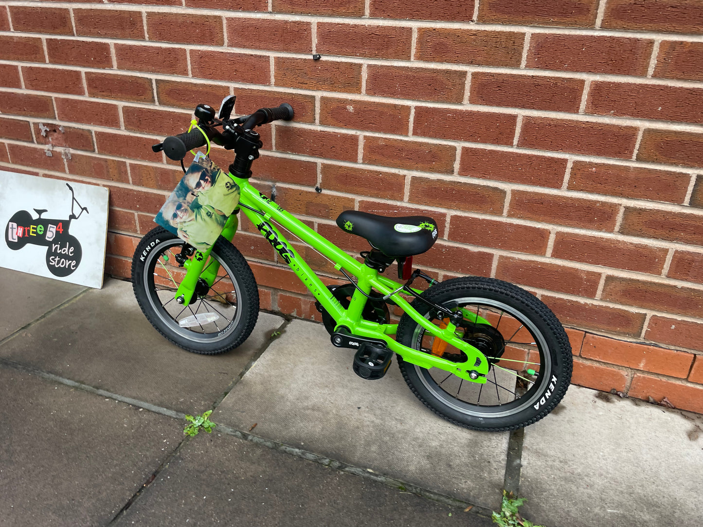 Brand New Frog Bike For Sale, Green Frog 38 First Pedal Bike, 14” wheels, V brakes, very lightweight, nationwide delivery is available.