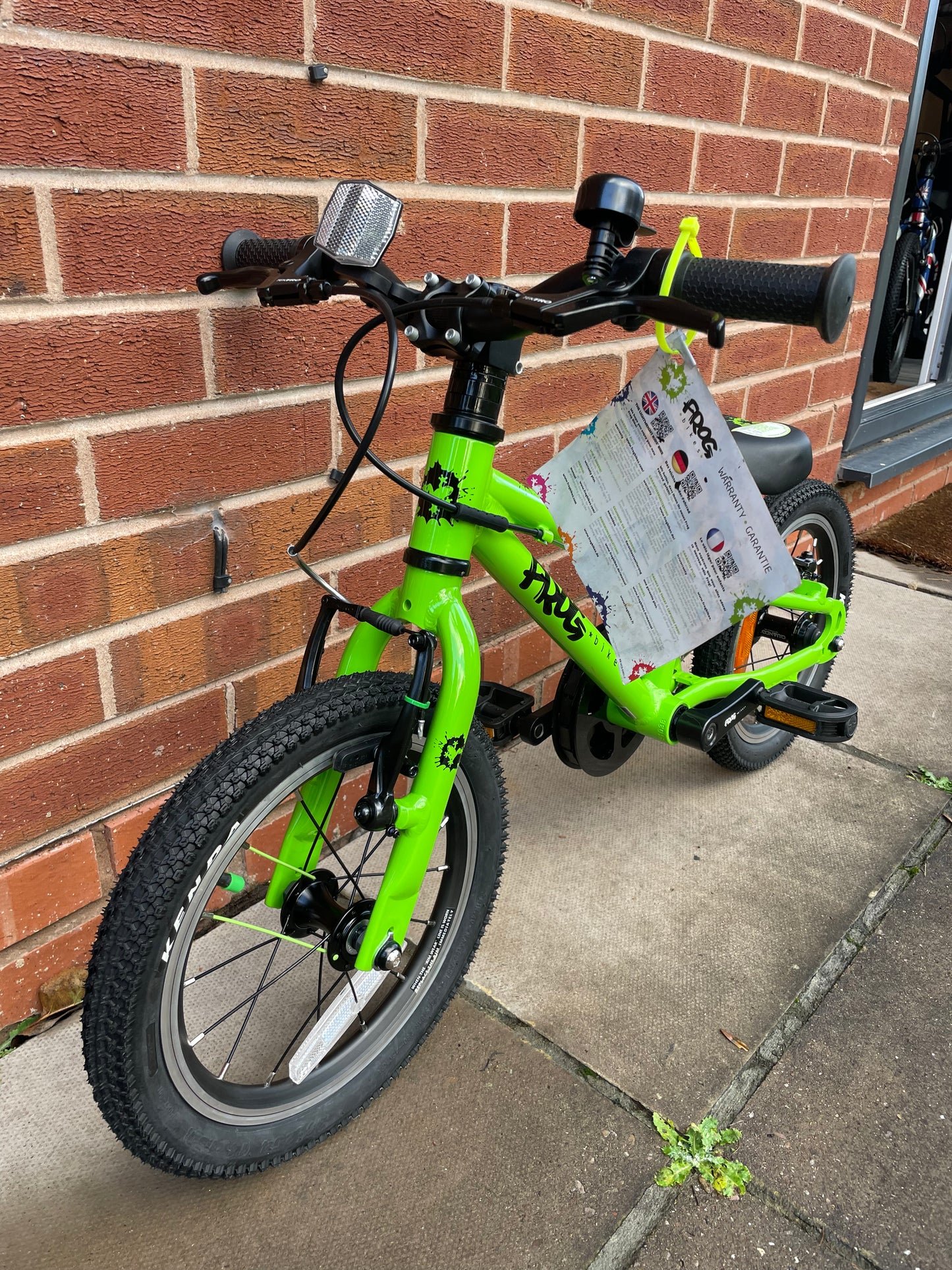 Brand New Frog Bike For Sale, Green Frog 38 First Pedal Bike, 14” wheels, V brakes, very lightweight, nationwide delivery is available.