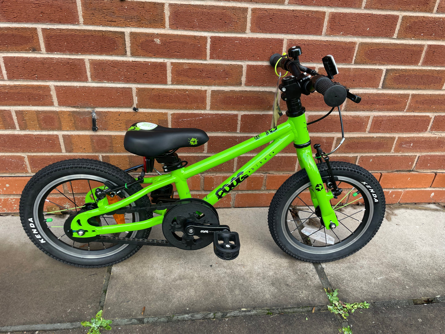 Brand New Frog Bike For Sale, Green Frog 38 First Pedal Bike, 14” wheels, V brakes, very lightweight, nationwide delivery is available.