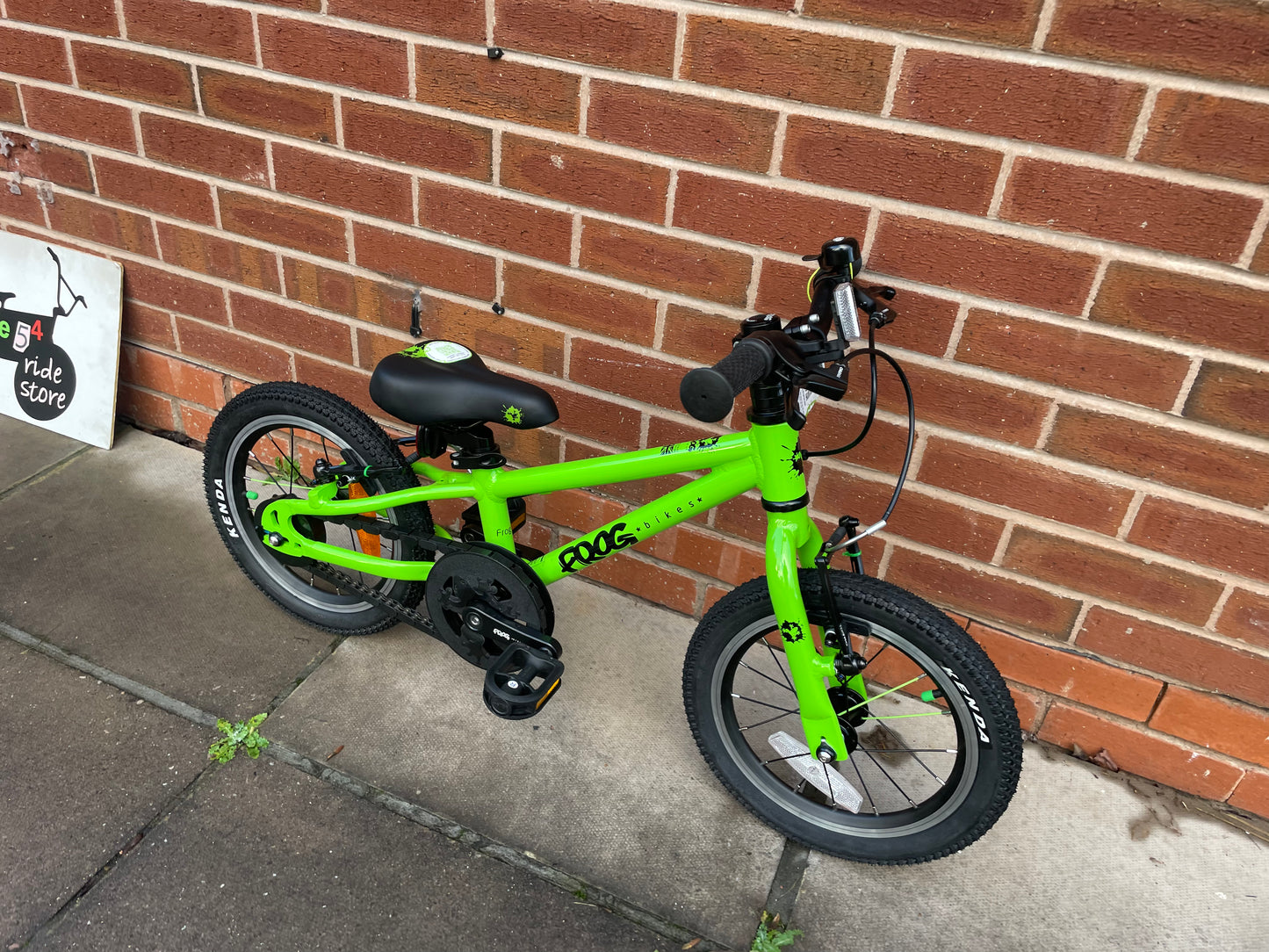 Brand New Frog Bike For Sale, Green Frog 38 First Pedal Bike, 14” wheels, V brakes, very lightweight, nationwide delivery is available.